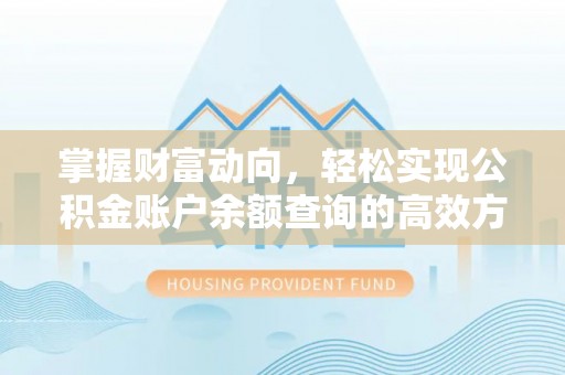 新化掌握财富动向，轻松实现公积金账户余额查询的高效方式