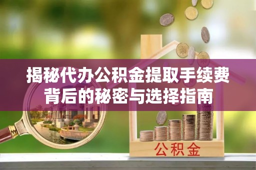 新化揭秘代办公积金提取手续费背后的秘密与选择指南